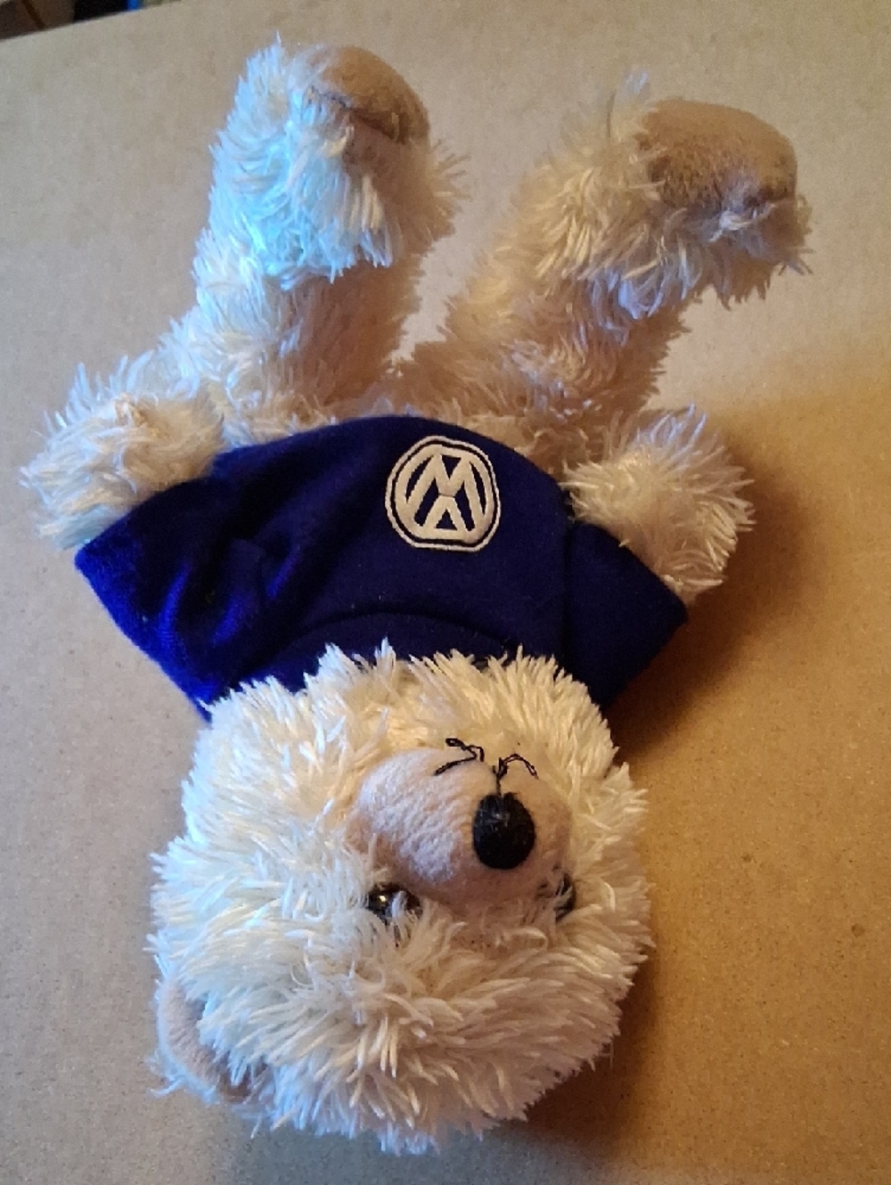 Plush Beige Bear Toy with Blue Shirt - Picture 4 of 8